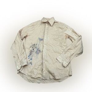 Men’s Express Embroidered Floral Button Down Shirt